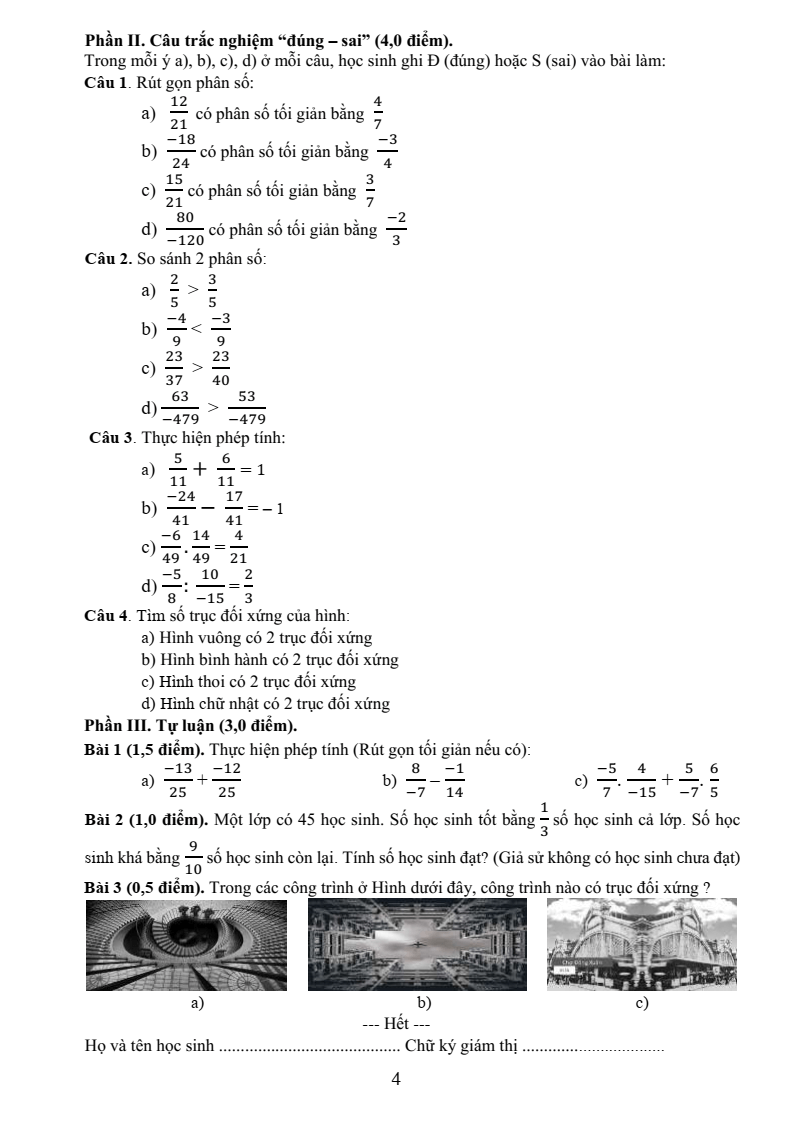 Đề thi Giữa kì 2 Toán 6 trường THCS Phước Bửu (Bà Rịa - Vũng Tàu) năm 2024-2025