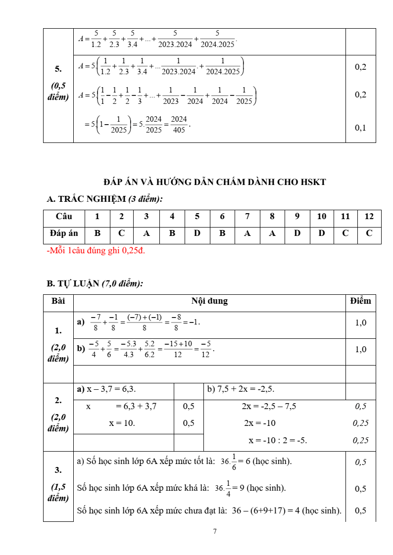 Đề thi Giữa kì 2 Toán 6 trường THCS Quế Thuận (Đà Nẵng) năm 2025-2026