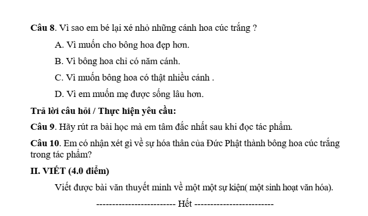 Đề thi Giữa kì 2 Văn 6 năm 2023-2024 Phòng GD&ĐT Xuân Trường (Nam Định)