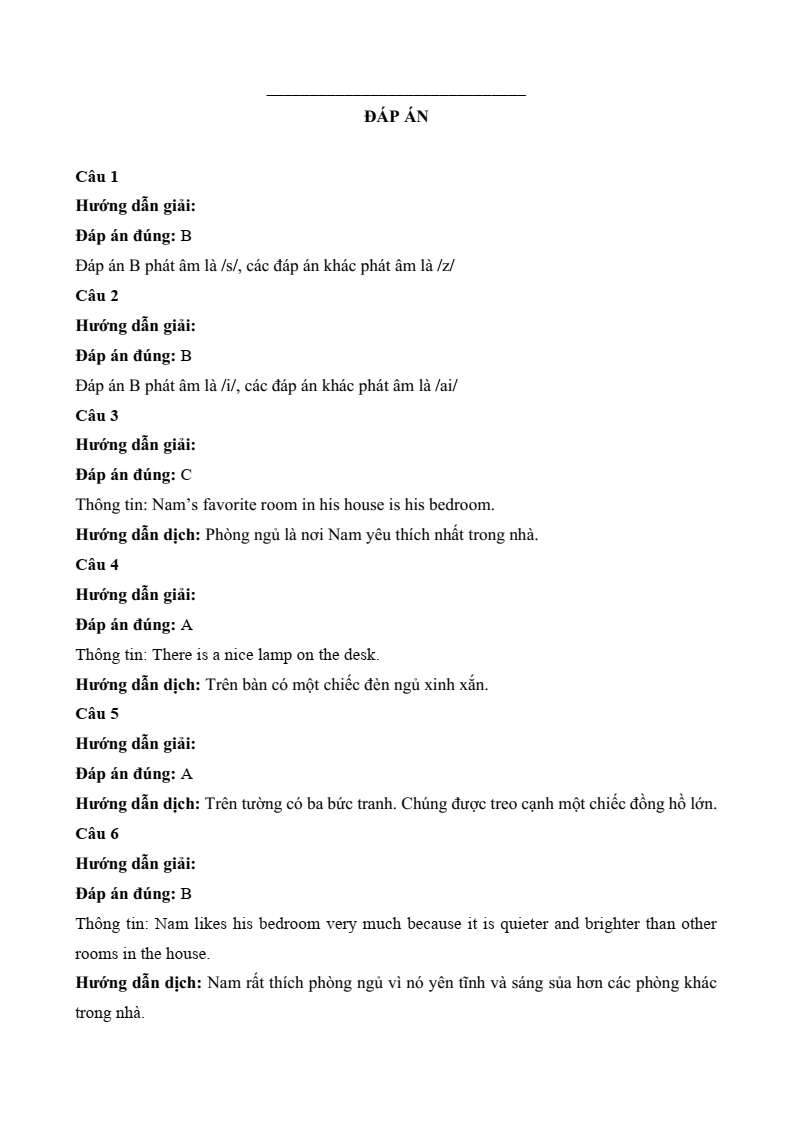 Đề thi Học kì 1 Tiếng Anh 6 Sở GD&ĐT Kiên Giang năm 2024-2025