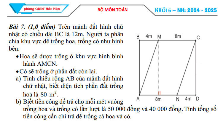 Đề thi Học kì 1 Toán 6 năm 2024-2025 trường THCS Đỗ Văn Dậy