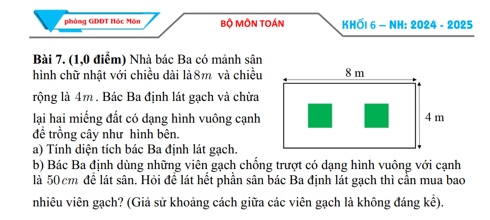 Đề thi Học kì 1 Toán 6 năm 2024-2025 Trường THCS Tam Đông 1