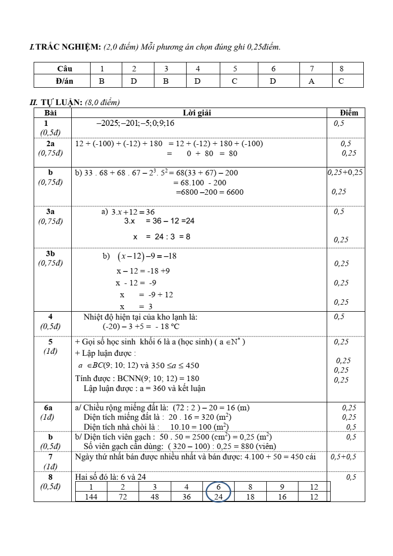 Đề thi Học kì 1 Toán 6 trường THCS Phạm Đình Hổ (Tp. HCM) năm 2025-2026