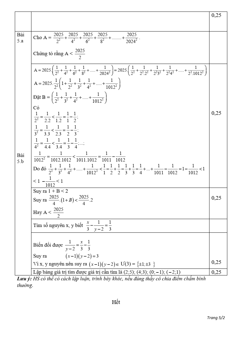 Đề thi Học kì 2 Toán 6 phòng GD&ĐT Hải Hậu (Nam Định) năm 2024-2025