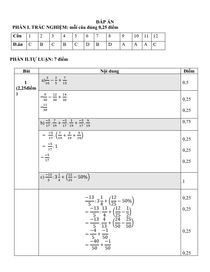 Đề thi Học kì 2 Toán 6 phòng GD&ĐT Bình Thạnh (Tp.HCM) năm 2024-2025