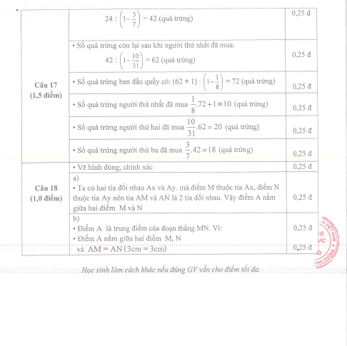 Đề thi Học kì 2 Toán 6 Phòng GD&ĐT Thủ Dầu Một (Bình Dương) năm 2025-2026