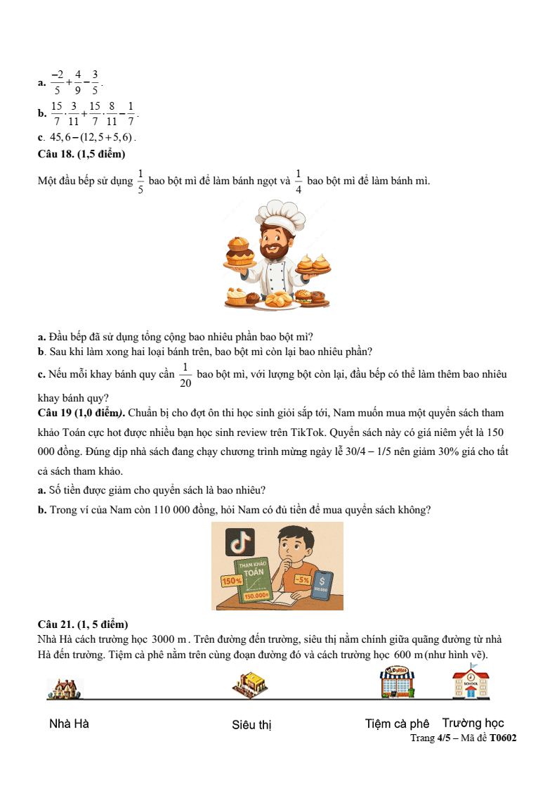 Đề thi Học kì 2 Toán 6 trường TH-THCS-THPT Khai Nguyên (TP HCM) năm 2025-2026