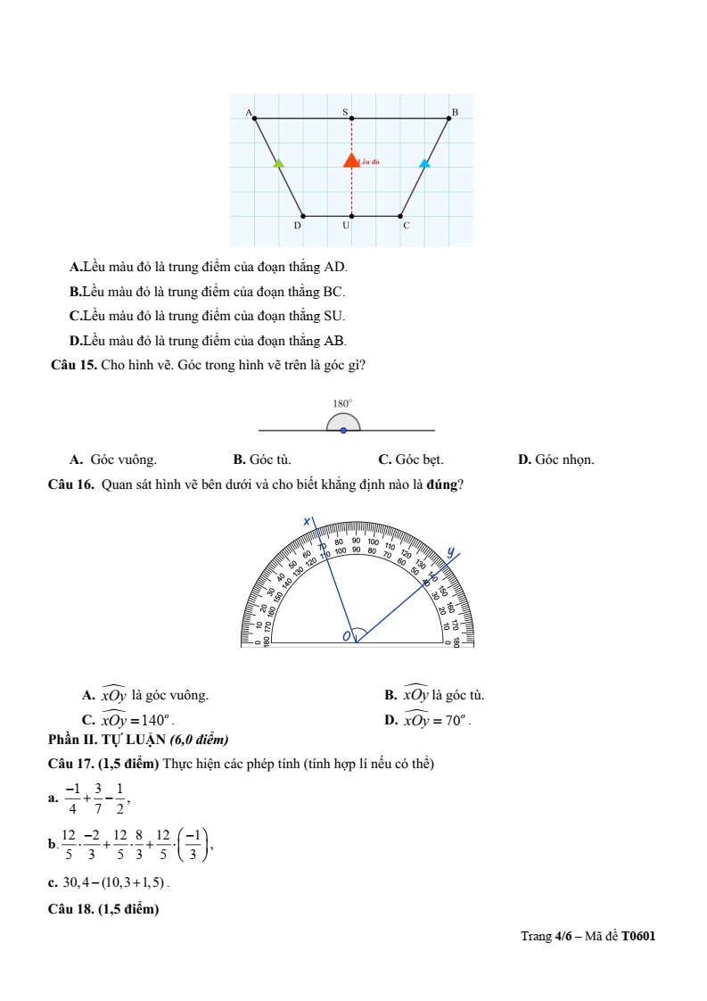 Đề thi Học kì 2 Toán 6 trường TH-THCS-THPT Khai Nguyên (TP HCM) năm 2025-2026