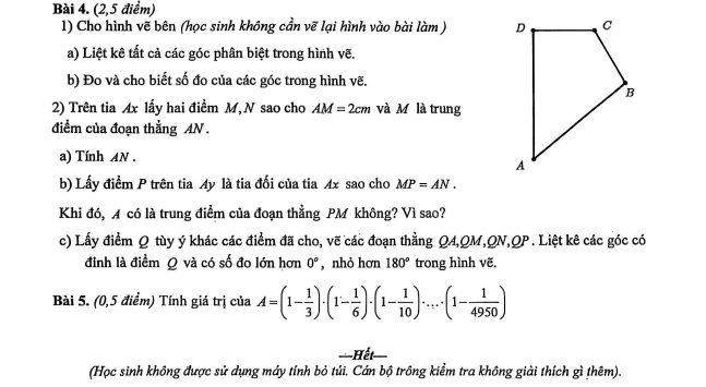 Đề thi Học kì 2 Toán 6 trường THCS & THPT Lương Thế Vinh (Hà Nội) năm 2025-2026