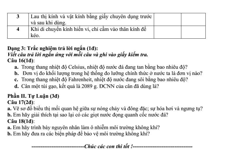 Đề thi Giữa kì 1 KHTN 6 năm 2024-2025 trường THCS Lý Thường Kiệt (Hà Nội)