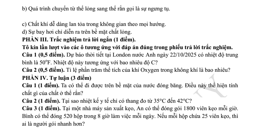 Đề thi Giữa kì 1 KHTN 6 năm 2025-2026 trường THCS Ngọc Thụy (Hà Nội)