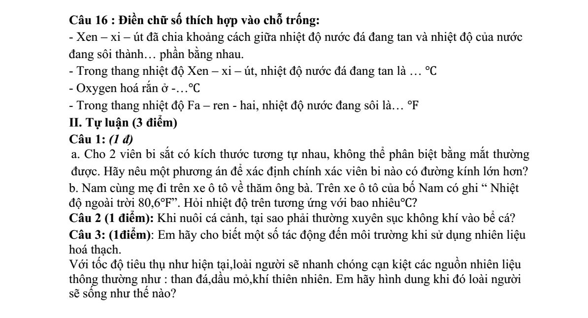 Đề thi Giữa kì 1 KHTN 6 năm 2024-2025 trường THCS Phúc Lợi (Hà Nội)