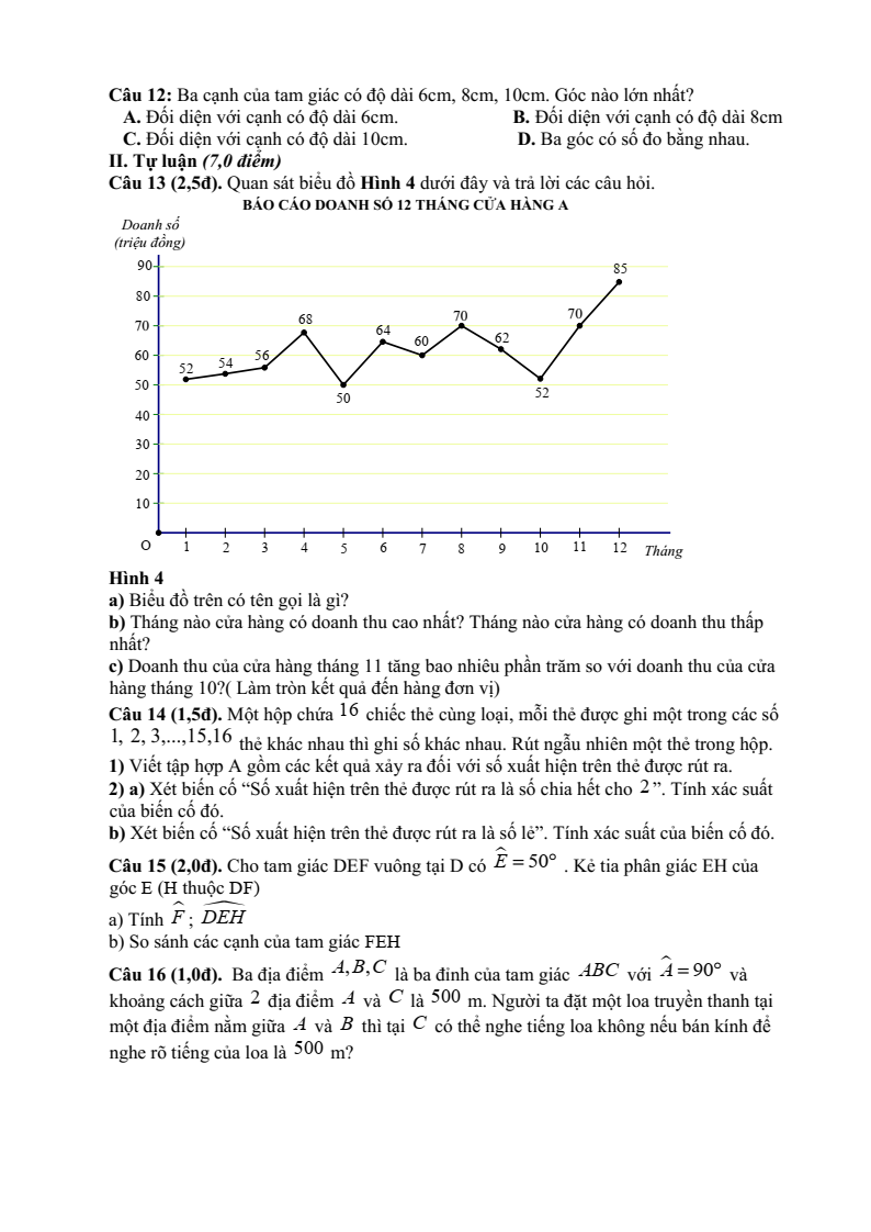 Đề cương ôn tập Giữa kì 2 Toán 7 trường THCS Nguyễn Bỉnh Khiêm (Hà Nội) năm 2025-2026