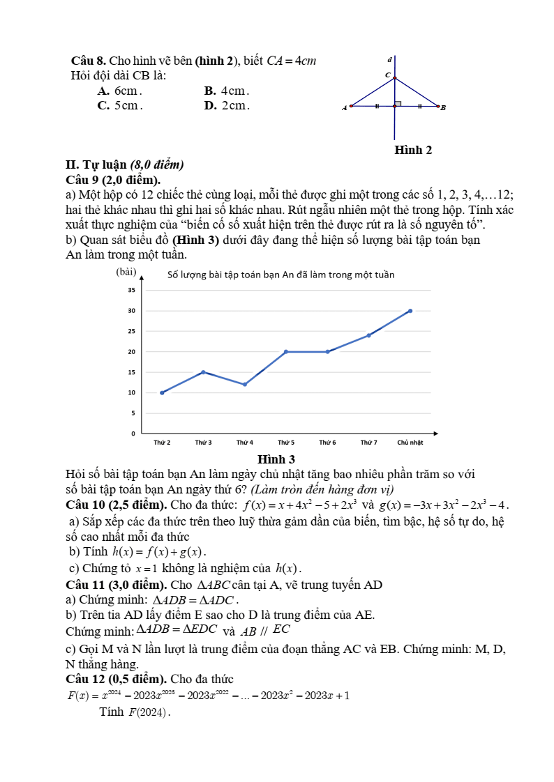 Đề cương ôn tập Học kì 2 Toán 7 trường THCS Nguyễn Bỉnh Khiêm (Hà Nội) năm 2025-2026