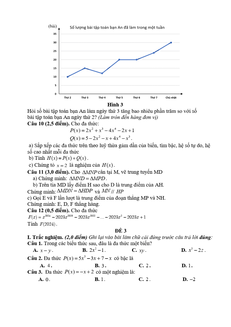 Đề cương ôn tập Học kì 2 Toán 7 trường THCS Nguyễn Bỉnh Khiêm (Hà Nội) năm 2025-2026