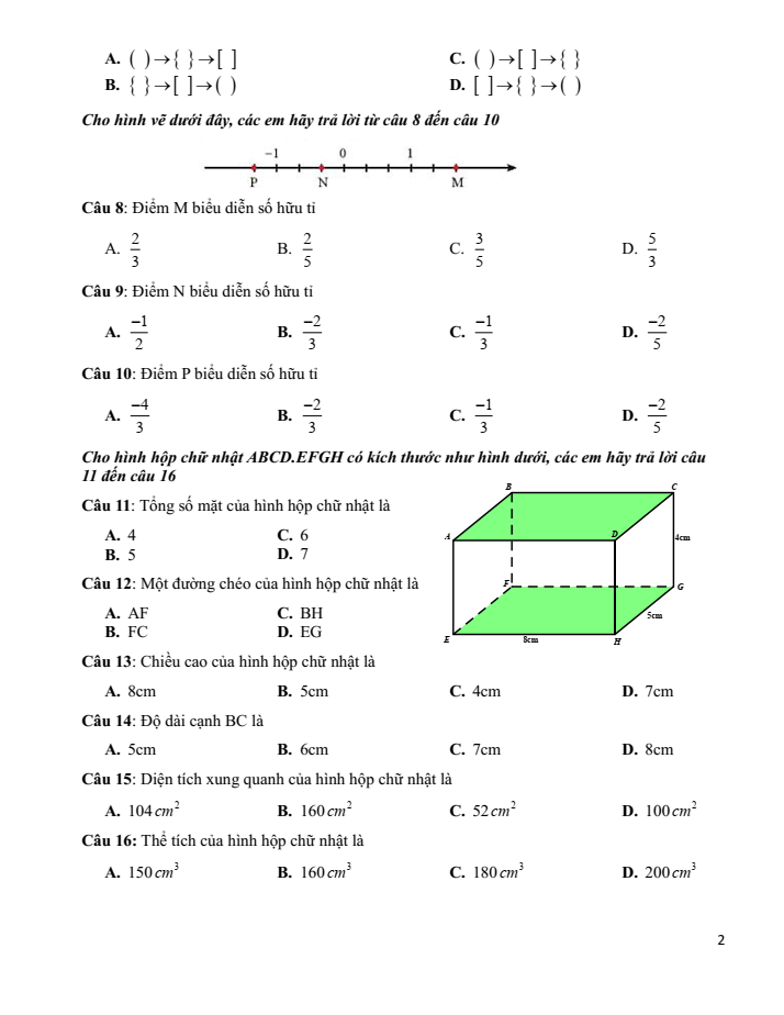 Đề cương ôn tập Giữa kì 1 Toán 7 trường THCS Phước Nguyên năm 2025-2026