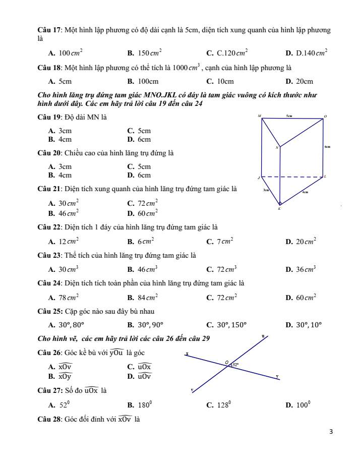 Đề cương ôn tập Giữa kì 1 Toán 7 trường THCS Phước Nguyên năm 2025-2026