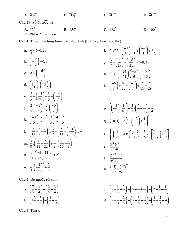Đề cương ôn tập Giữa kì 1 Toán 7 trường THCS Phước Nguyên năm 2025-2026