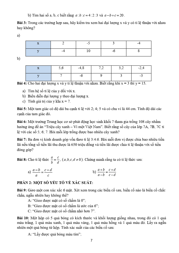 Đề cương ôn tập Giữa kì 2 Toán 7 trường THCS Phước Nguyên năm 2024-2025