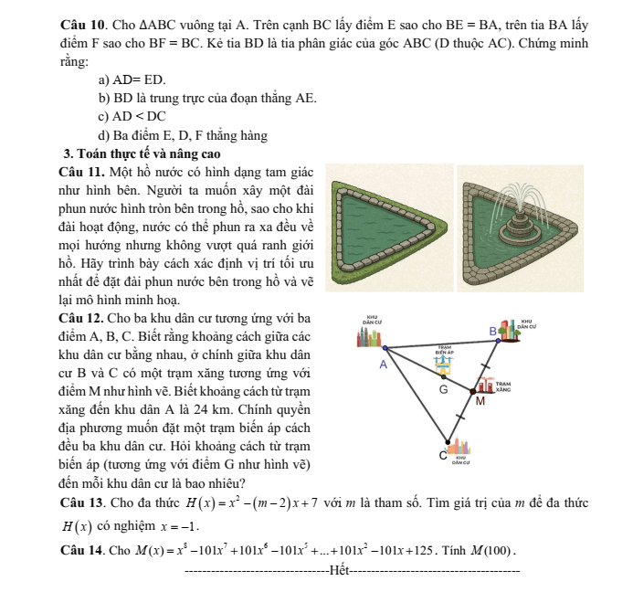 Đề cương ôn tập Học kì 2 Toán 7 trường THCS Mạo Khê II năm 2024-2025