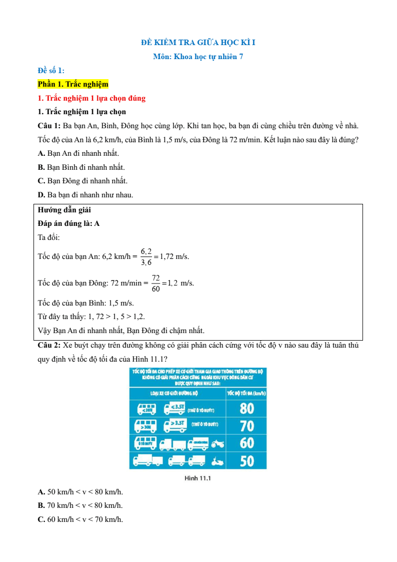9 Đề thi Giữa kì 1 KHTN 7 Chân trời sáng tạo năm 2025 (có đáp án) | Đề thi Khoa học tự nhiên 7