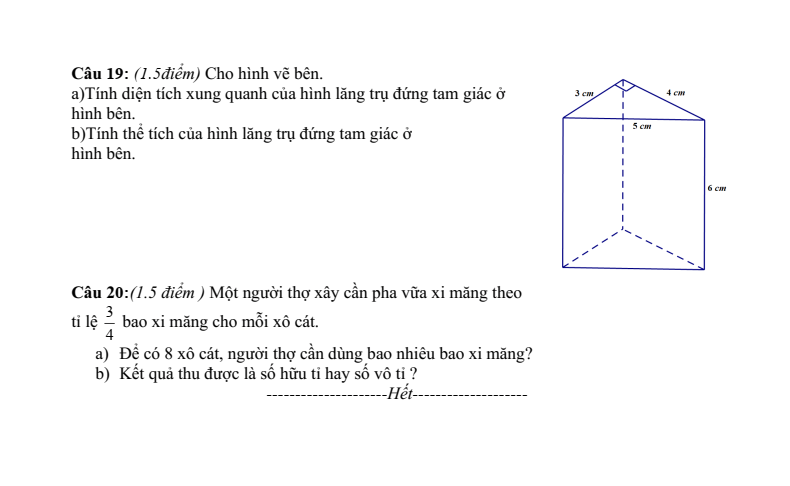 Đề thi Giữa kì 1 Toán 7 TH&THCS Cầu Mây năm 2025-2026