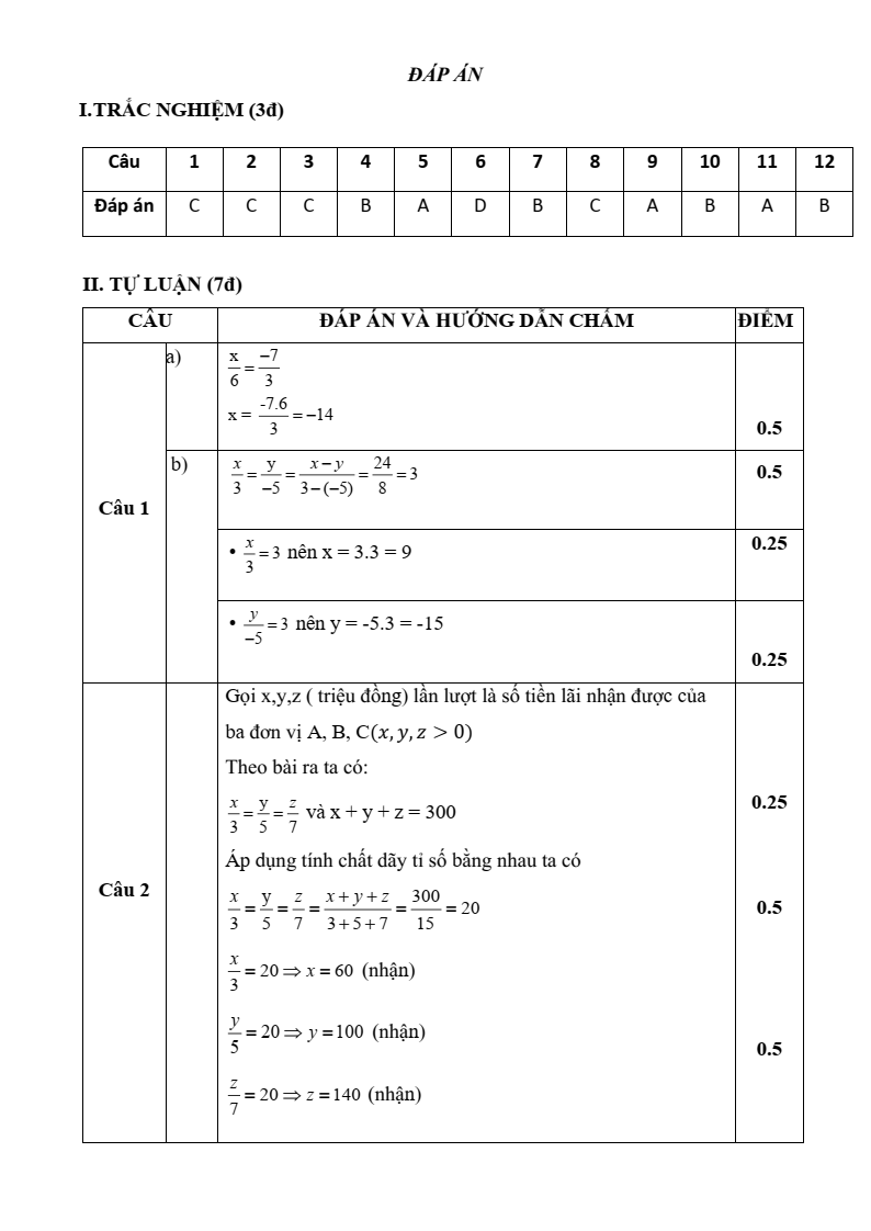 Đề thi Giữa kì 2 Toán 7 phòng GD&ĐT Bình Thạnh (Tp.HCM) năm 2024-2025