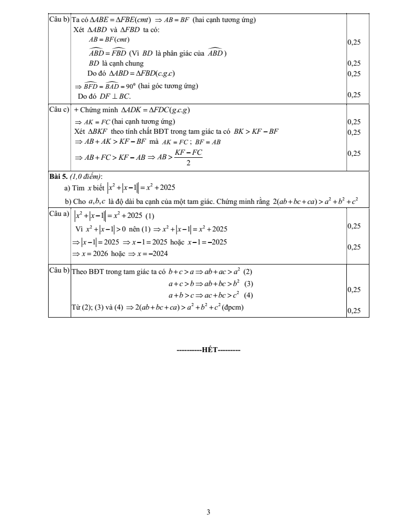 Đề thi Giữa kì 2 Toán 7 phòng GD&ĐT Xuân Trường (Nam Định) năm 2024-2025