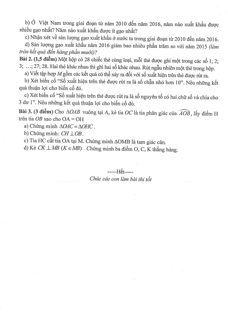 Đề thi Giữa kì 2 Toán 7 trường THCS Ngọc Lâm (Hà Nội) năm 2023-2024
