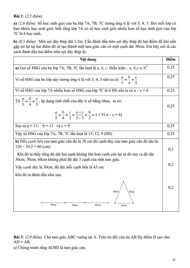 Đề thi Giữa kì 2 Toán 7 trường THCS Trần Phú (Quảng Nam) năm 2024-2025