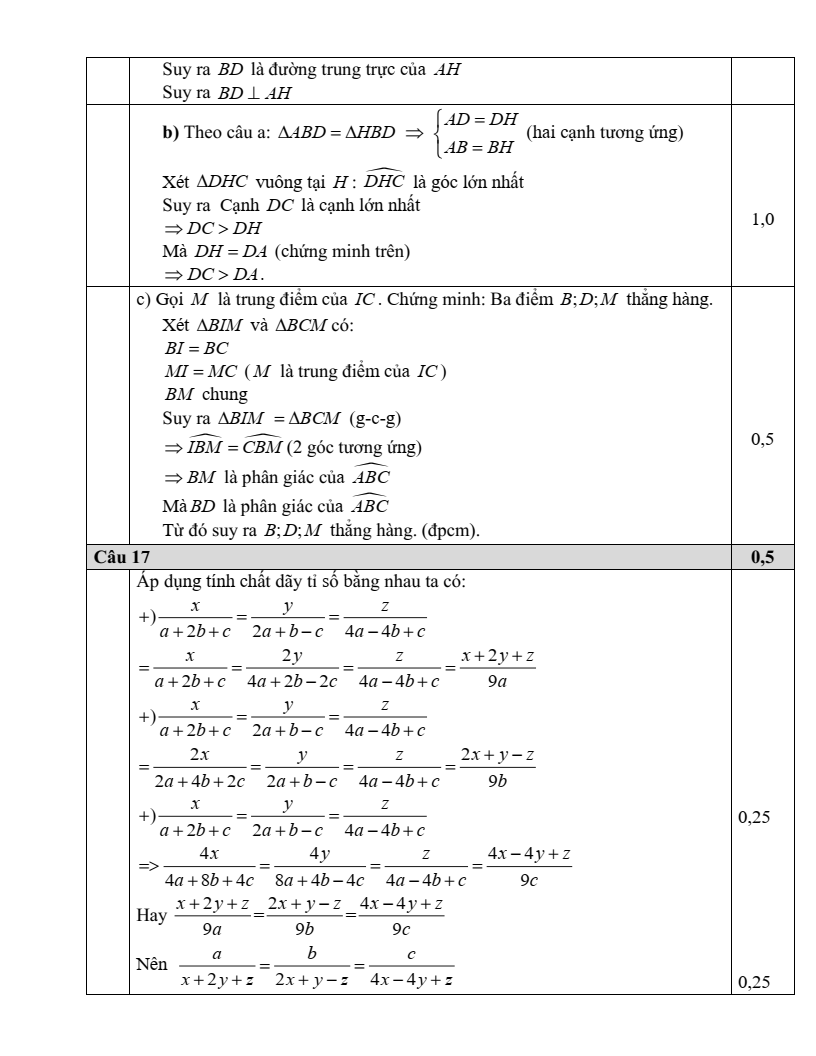 Đề thi Giữa kì 2 Toán 7 trường THCS Uy Nỗ (Hà Nội) năm 2024-2025