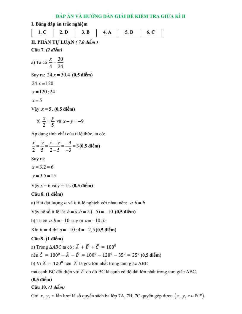 Đề thi Giữa kì 2 Toán 7 trường THCS Võ Trường Toản (Bà Rịa - Vũng Tàu) năm 2023-2024
