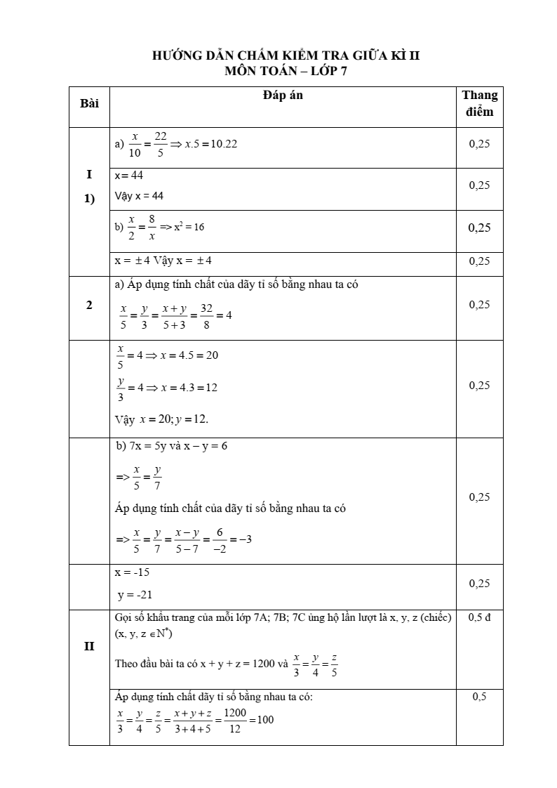 Đề thi Giữa kì 2 Toán 7 xã Đông Anh (Hà Nội) năm 2025-2026