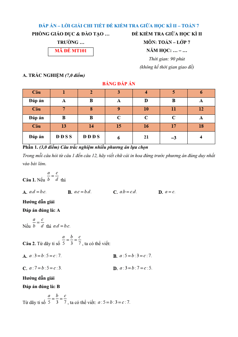 20+ Đề thi Giữa kì 2 Toán 7 Kết nối tri thức năm 2026 (có đáp án)