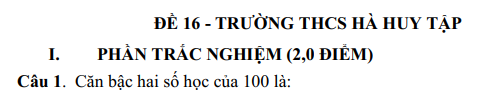 Đề thi Học kì Toán 7 năm 2024-2025 Trường THCS Hà Huy Tập