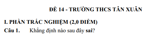 Đề thi Học kì Toán 7 năm 2024-2025 Trường THCS Tân Xuân