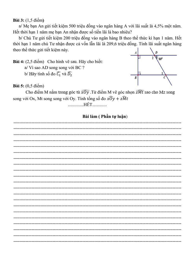 Đề thi Học kì 1 Toán 7 trường THCS Phước Bửu (Tp. HCM) năm 2025-2026