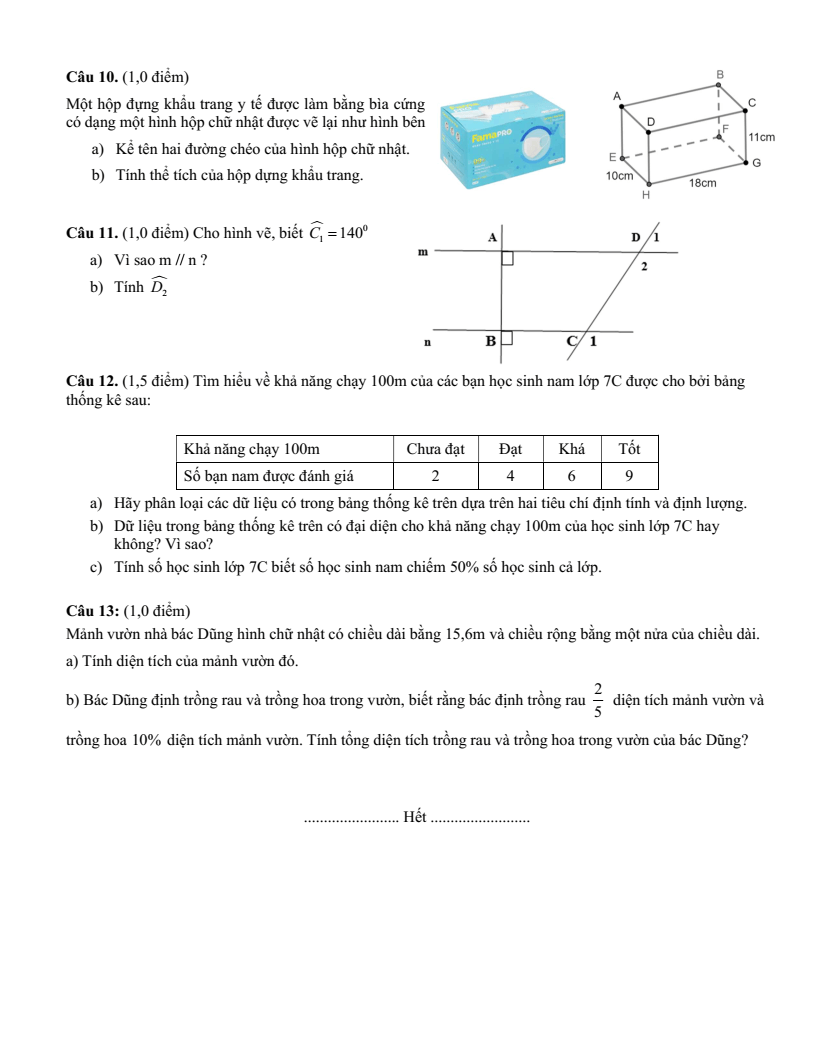 Đề thi Học kì 1 Toán 7 trường THCS Võ Trường Toản (Tp. HCM) năm 2025-2026