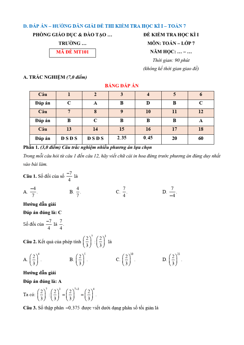 32 Đề thi Cuối kì 1 Toán 7 Cánh diều năm 2025 (có đáp án)