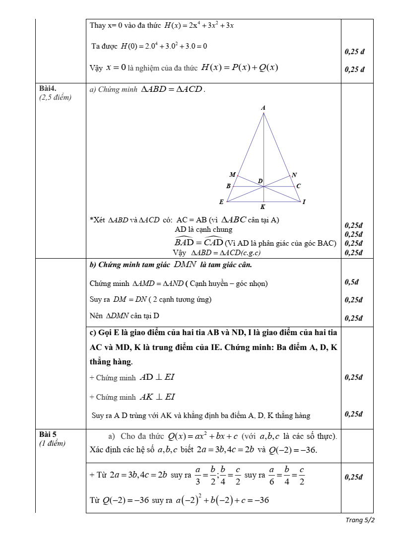 Đề thi Học kì 2 Toán 7 phòng GD&ĐT Hải Hậu (Nam Định) năm 2024-2025
