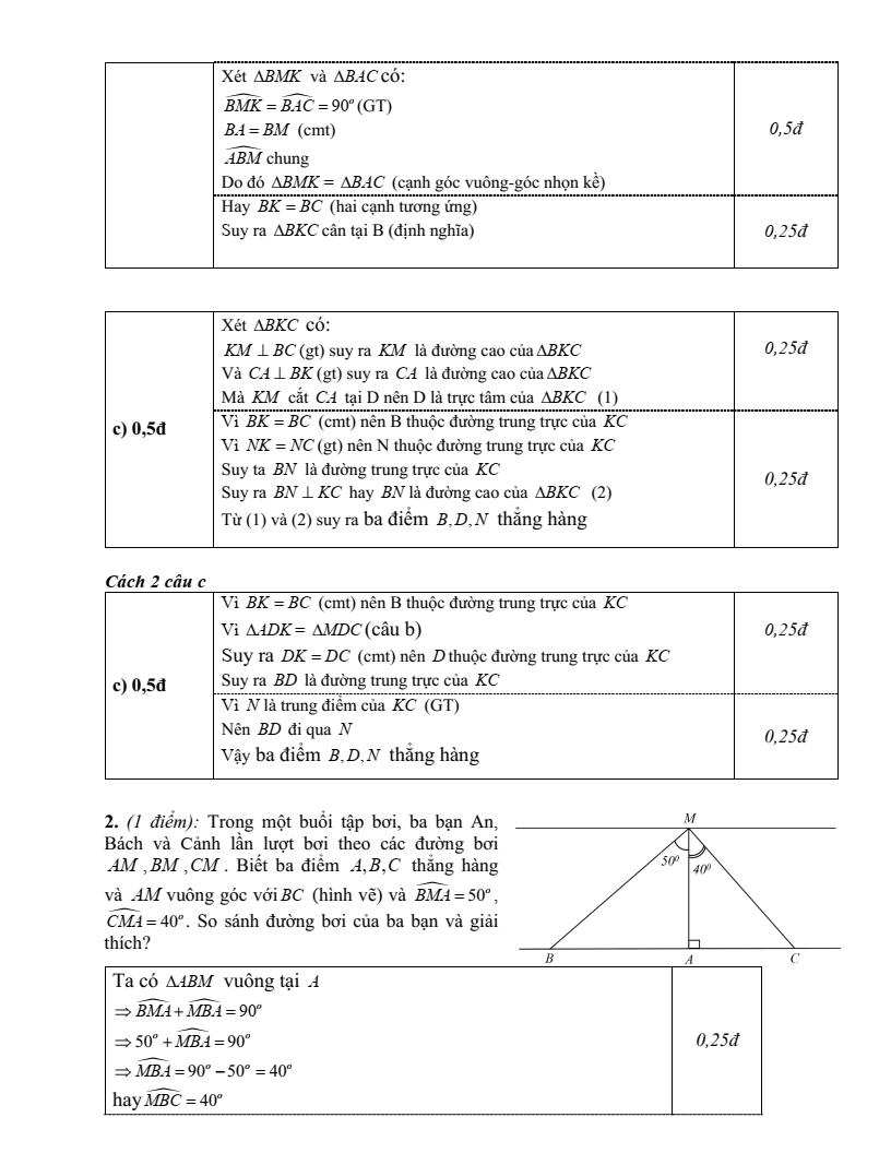 Đề thi Học kì 2 Toán 7 phòng GD&ĐT Trực Ninh (Nam Định) năm 2024-2025
