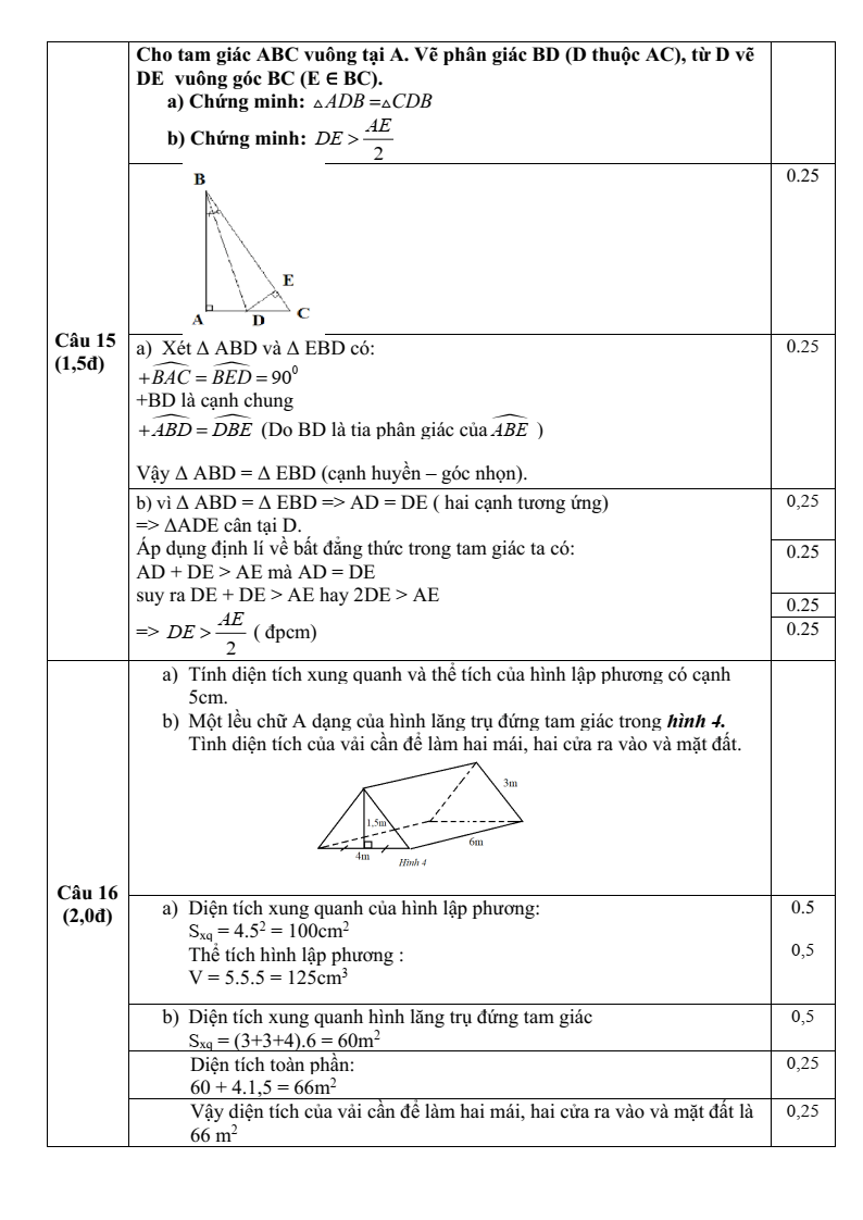 Đề thi Học kì 2 Toán 7 trường Lê Hồng Phong (Quảng Nam) năm 2024-2025