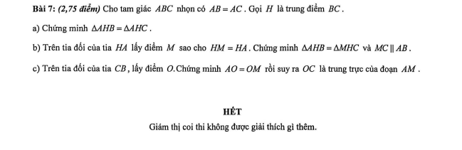 Đề thi Học kì 2 Toán 7 trường THCS Chu Văn An (TP HCM) năm 2025-2026