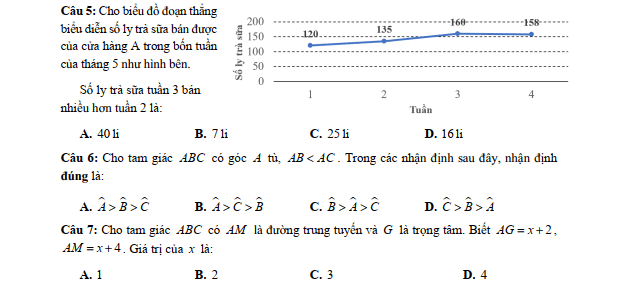 Đề thi Học kì 2 Toán 7 trường THCS Lê Ngọc Hân (Hà Nội) năm 2025-2026