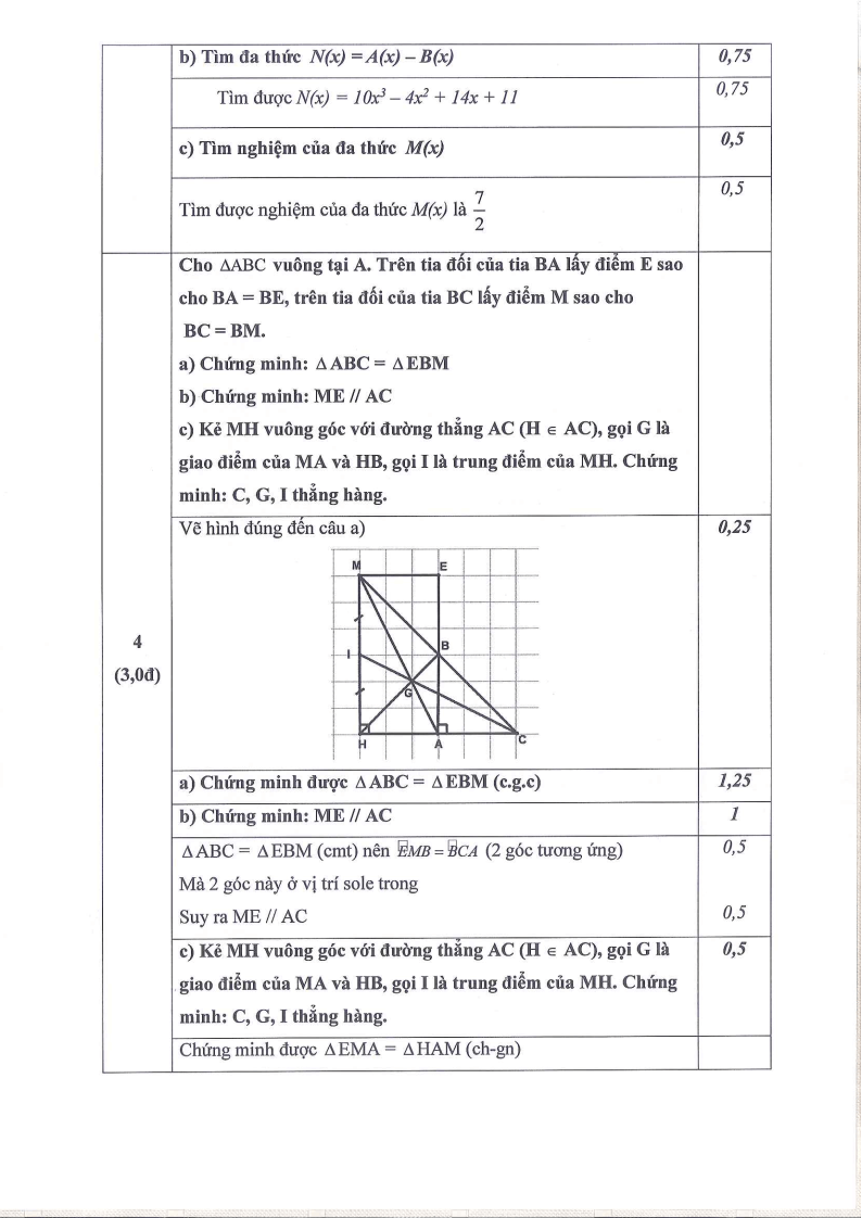 Đề thi Học kì 2 Toán 7 trường THCS Ngọc Lâm (Hà Nội) năm 2024-2025