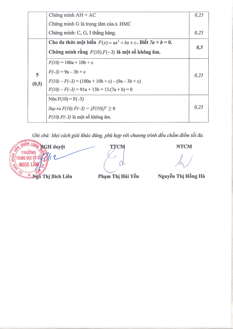 Đề thi Học kì 2 Toán 7 trường THCS Ngọc Lâm (Hà Nội) năm 2024-2025