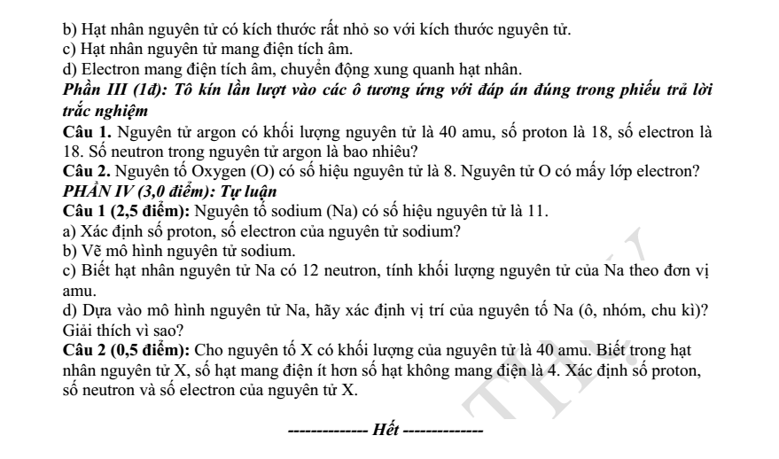 Đề thi Giữa kì 1 KHTN 7 năm 2025-2026 trường THCS Ngọc Thụy (Hà Nội)