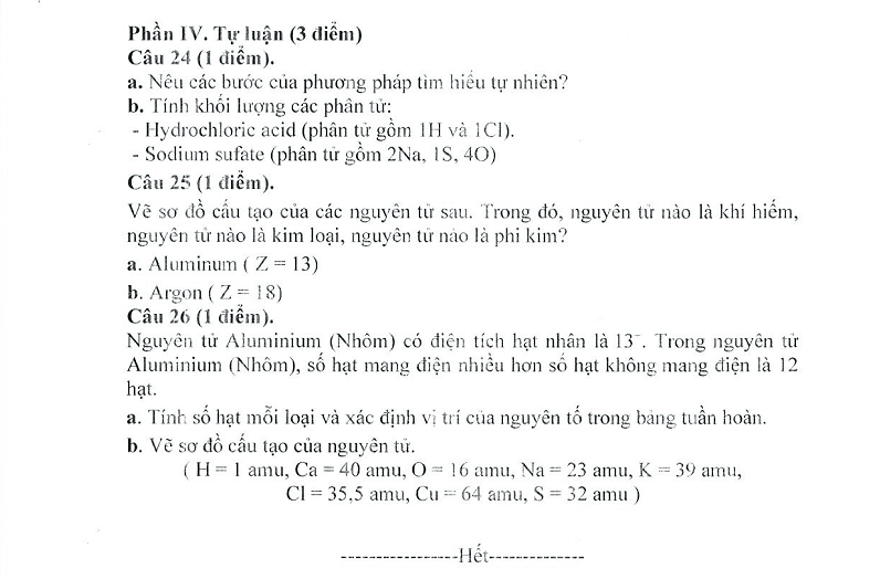Đề thi Giữa kì 1 KHTN 7 năm 2025-2026 trường THCS Nguyễn Bỉnh Khiêm (Hà Nội)