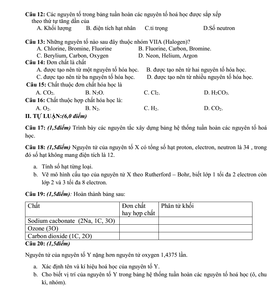 Đề thi Giữa kì 1 KHTN 7 năm 2024-2025 trường THCS Phước Bửu (Bà Rịa - Vũng Tàu)