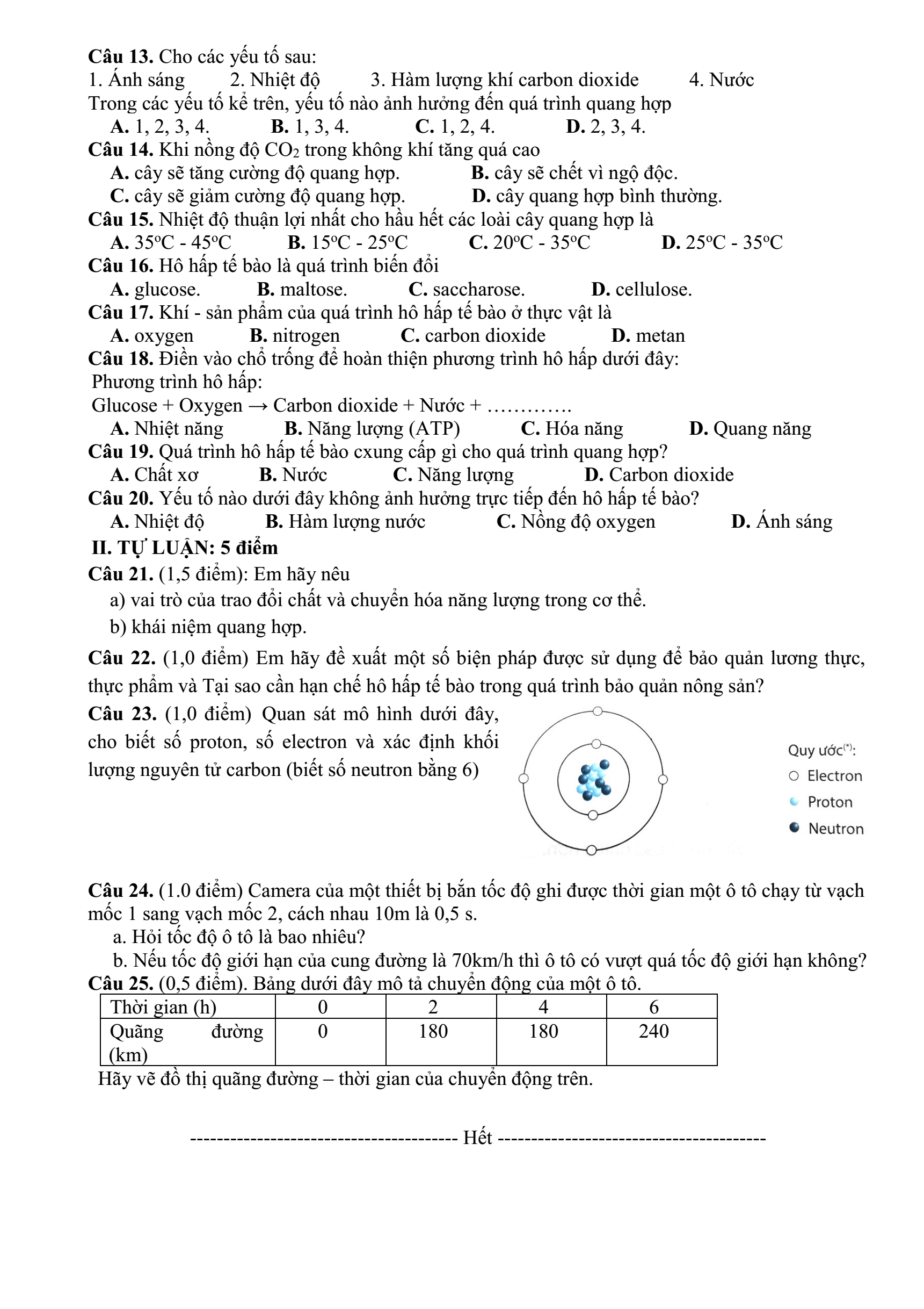 Đề thi Giữa kì 1 KHTN 7 năm 2025-2026 trường THCS Quế Thuận (Đà Nẵng)